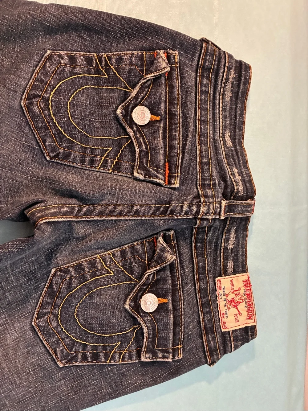 Vintage True Religion JOEY Big T Women's Denim Twist Flared  Jeans Size 27 - Picture 6 of 9
